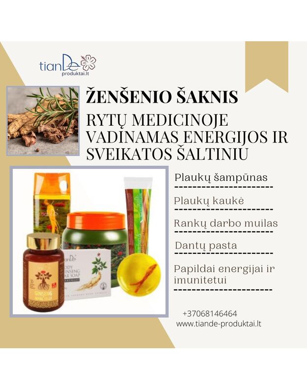 Ženšenio jėga, plaukų priemonė, rankų darbo muilas, dantų pastą, papildai (20115+20102+60144+140111+135467) 1