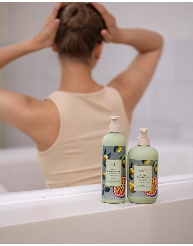 Gaivinantis alyvuogių ir pasiflorų šampūnas, 370 g. 1