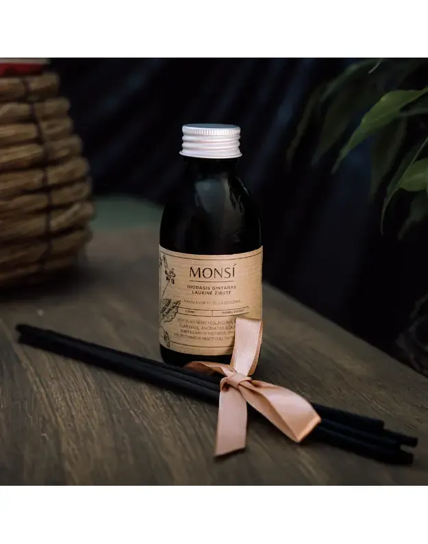 100ml. namų kvapas su lazdelėmis Juodasis gintaras ir laukinė žibutė 2