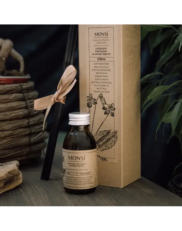 100ml. namų kvapas su lazdelėmis Juodasis gintaras ir laukinė žibutė 3