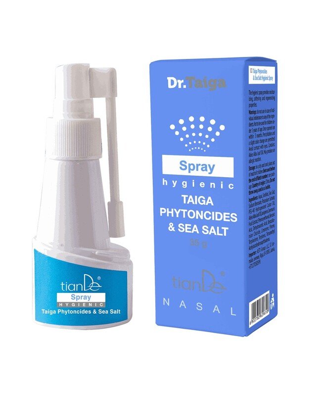 Taiga fitoncidų ir jūros druskos higieninis nosies purškalas, 35 g.
