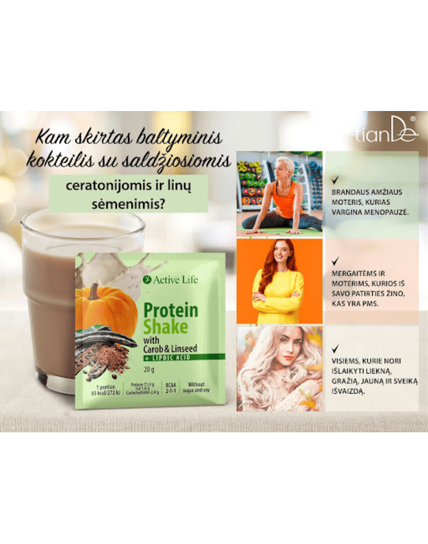 Baltyminis kokteilis su saldžiosiomis ceratonijomis ir linų sėmenimis, su saldikliu Slim Mix MOTERIS 20 g. 8