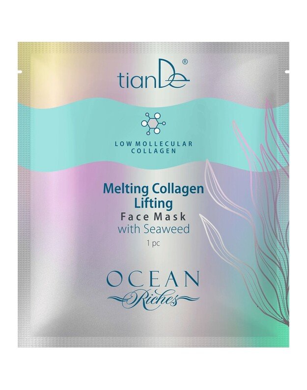 Tirpstančio kolageno stangrinamoji veido kaukė su jūros dumbliais, 1 vnt.