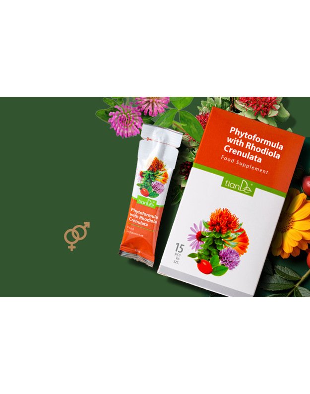 Augalinė formulė su rinčiuotomis rodiolėmis 15 pakelių po 12 g. 1